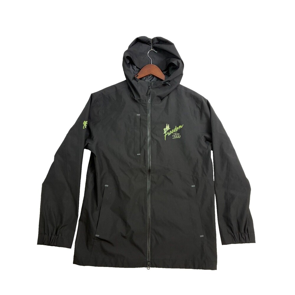 Tentree Freedom Trek Tours Black Waterproof Hooded Rain Jacket Size Large